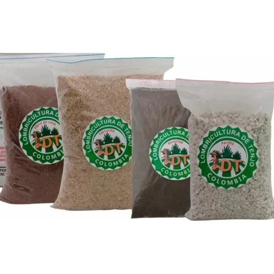 Sustratos Perlita 1kg+fibra Coco 1kg+micorrizax1k+corteza 1k