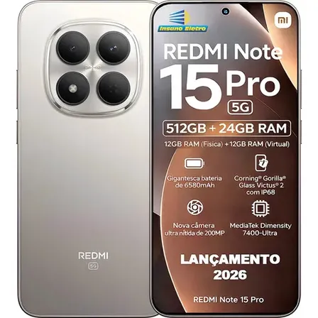 Redmi Note 15 Pro (5g) 512gb+24 Ram 6,83'' 200mpx Nfc Global Titânio