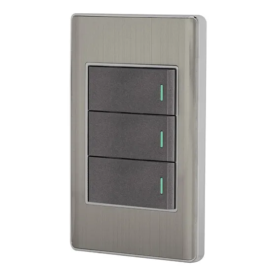 Placa Armada Acero Inox 3 Interruptores 1 Mód, Volteck 47836