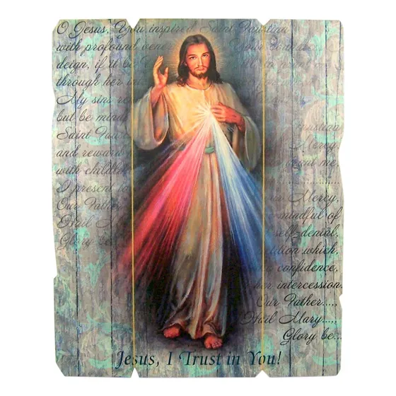Placa Pared Madera Cortada Laser Icono Divina Misericordia 9