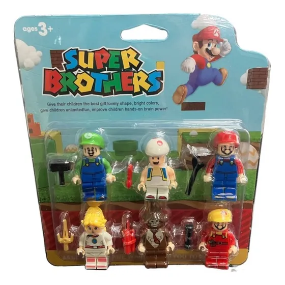 Set 6 Minifiguras Mario Bross Bloques De Construcción
