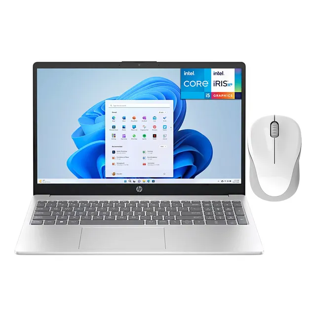 Laptop HP 15 Intel Core i5 24GB RAM 256GB SSD 15.6" Windows 11 Home Teclado en Ingles Color Plata Mouse DXT