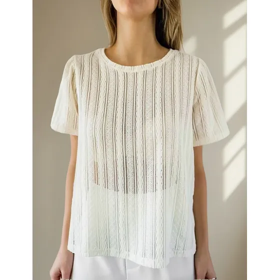 Blusa Crochet Lulyna Manga Princesa Mujer