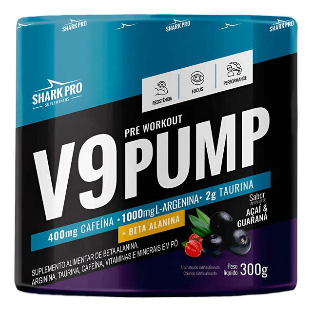 V9 Pump Shark Pro 300g Pré Treino Com Beta Alanina 