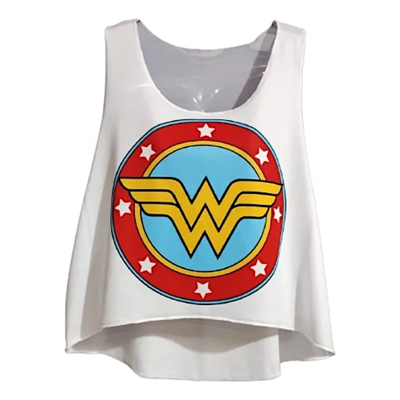 Blusa Academia Feminina Regata Cropped Mulher Maravilha Geek
