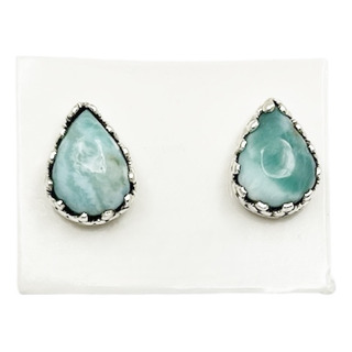 Aretes Broquel Larimar Bali En Plata Fina Ley .925 Aretes Broquel Larimar Bali En Plata Fina Ley .925