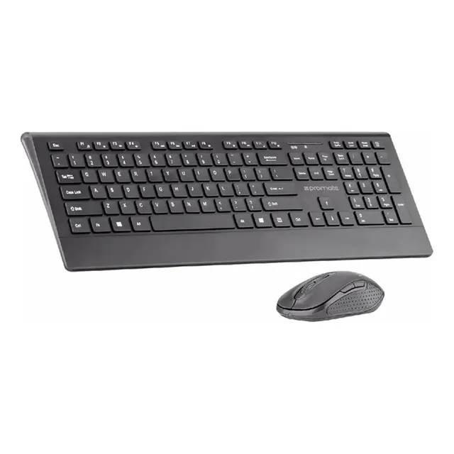 Kit Teclado Y Mouse Inalámbricos Promate Negro Negro