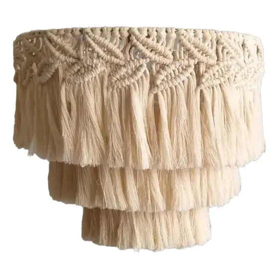 Pantalla De Lampara De Macrame Para Colgar, Moderna Tejida A