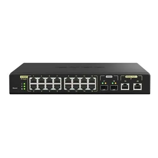 Conmutador De Red Qnap 20 Puertos Poe++ De 10 Gbe -negro