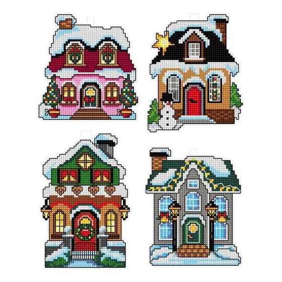 Kit Punto Cruz Lienzo Plastico Casa Invierno 4 Adorno 112 Cs