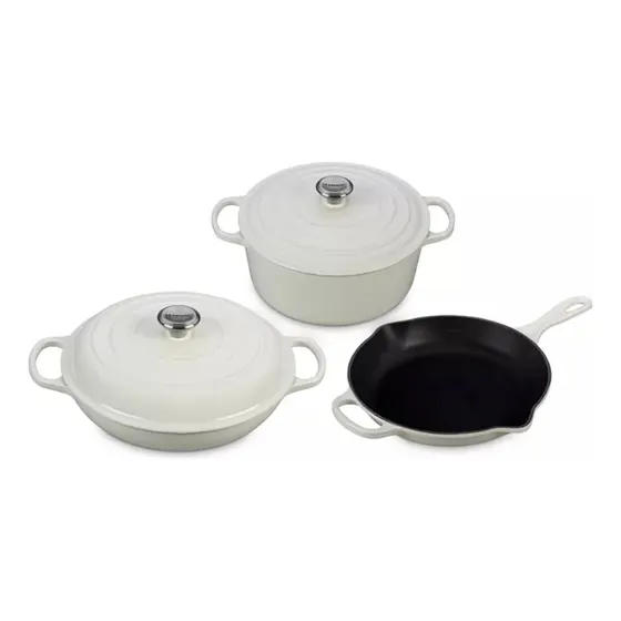 Creuset Juego 5 Pieza Hierro Fundido Blanco