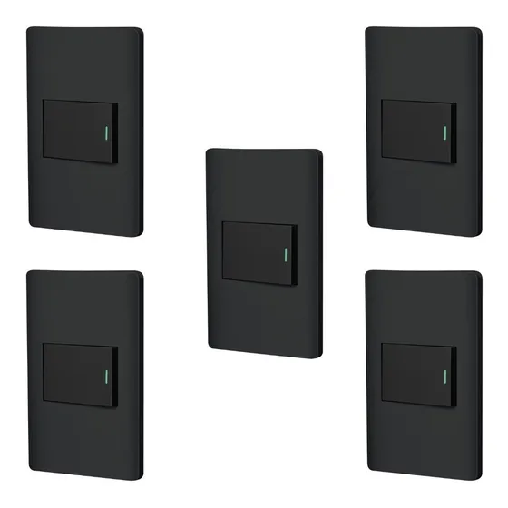 Kit De 5 Placas Negras Con 1 Apagador Sencillo
