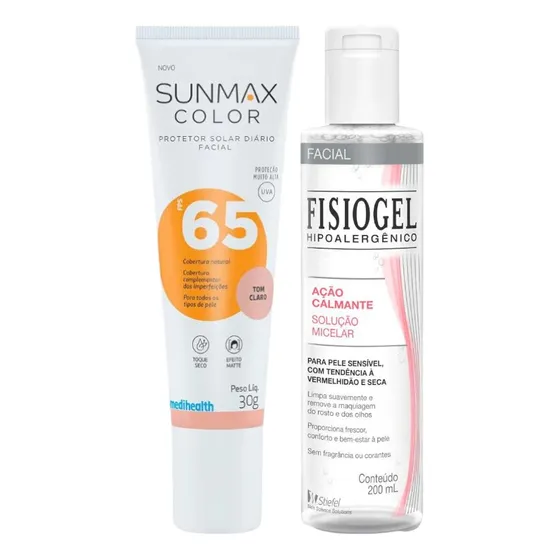 Sunmax Color Protetor Solar Com Cor+ Água Micelar Fisiogel