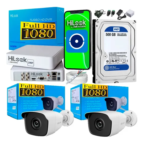 Kit Hikvision Hilook Dvr 4 Ch + 2 Cámaras 1080p + Disco 500g