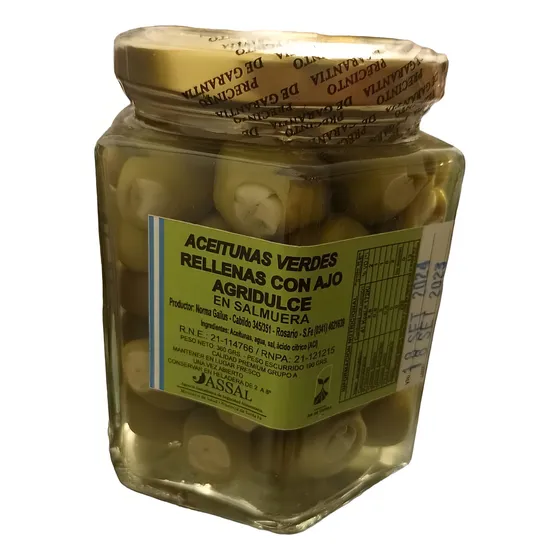 Aceitunas Rellenas Con Ajos Agridulces Norma Gailus X 360gr