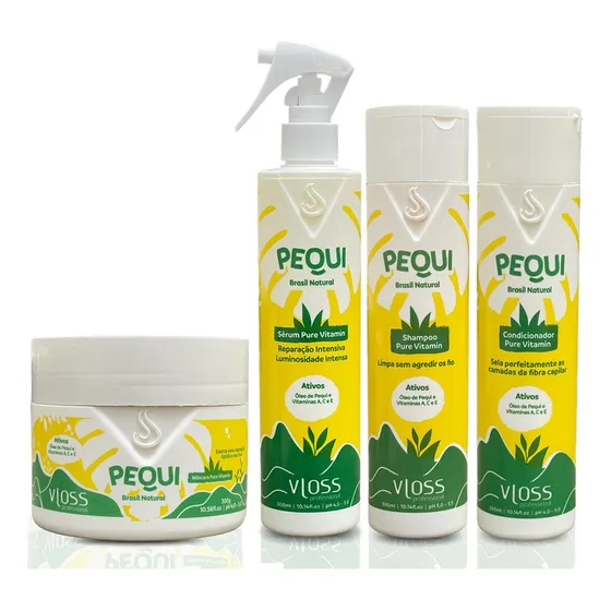 Combo Especial Home Care Pequi Pure Vitamin Vloss 4 Itens