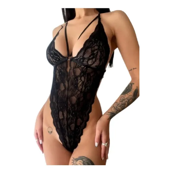 Body De Encaje Sexy Cola Less Hilo Dental Sensual