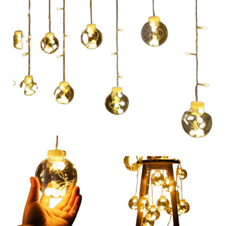 Cortina Tipo Cascada Led Diseño De Esfera Luz Cálida 3.20m Cortina Tipo Cascada Led Diseño De Esfera Luz Cálida 3.20m