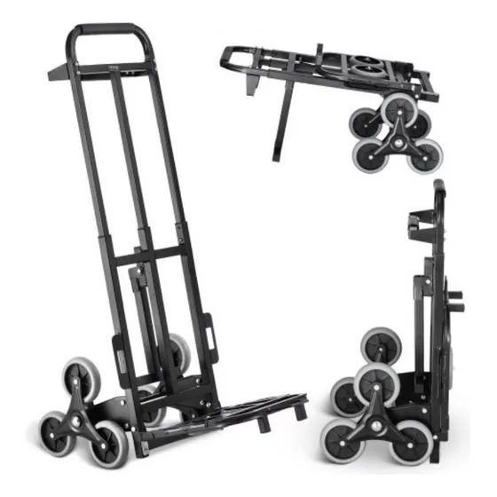 Carrito Diablito De Escaleras Plegable Resistente Cap. 460lb Negro