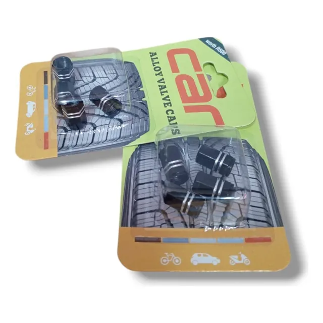 Set De Tapa Gusanillo Carro Moto Válvula Negro 4 Piezas.