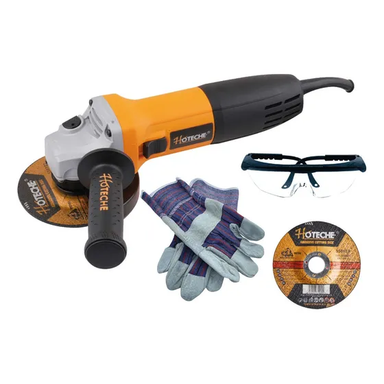 Pulidora 4 1/2 Angular Kit 750w + guantes + gafas + disco de corte Color Amarillo 110V P800423 Hoteche