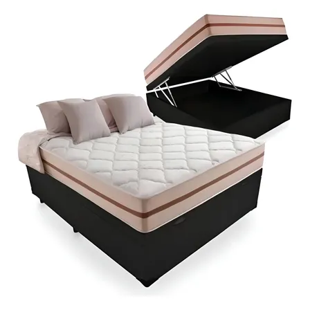 Cama Box Baú Casal Com Colchão Pillow Angel Molas Ensacadas