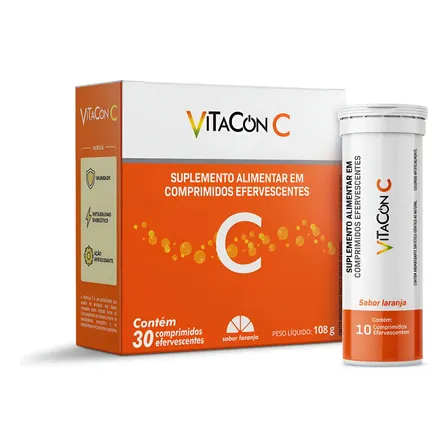 Vitamina C Vitacon C Kit 30 Comprimidos Para Imunidade Mcg Laranja