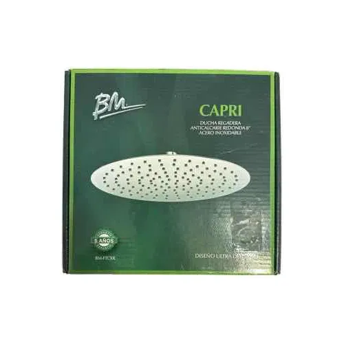 Ducha Regadera Bm Modelo Capri Redonda 8puLG Plana En Acero