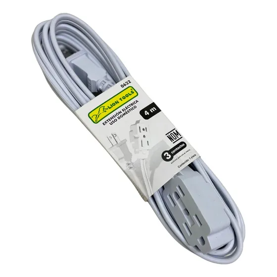 Extensión De Uso Domestico 4 Metros 3 Contactos Lion Tools