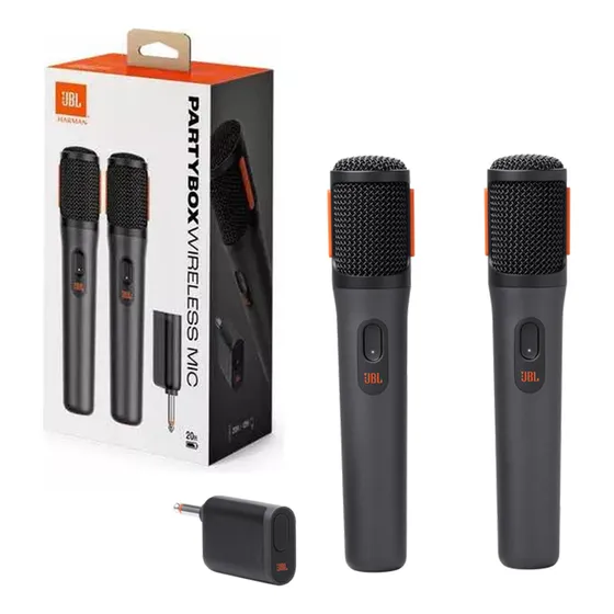 Microfone Jbl Duplo S/ Fio Wireless Jbl Micbr2 Karaokê Party
