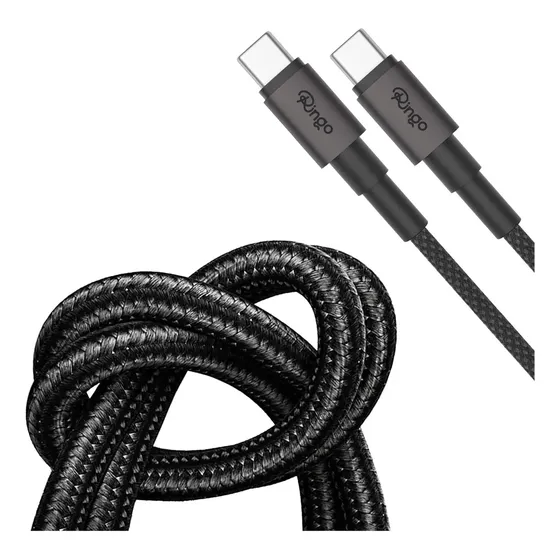 Cable Ringo Carga Rápida 60w 1m USB Tipo C A C Doble Trenzado Compatible Iphone, Android, Samsung, Motorola, Xiaomi. Transfiere Datos