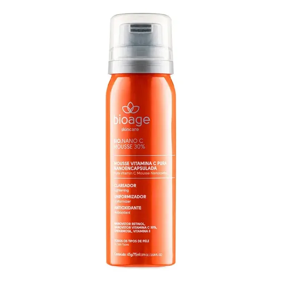 Mousse Facial De Vitamina C 30% Clareador Uniformizador 75ml
