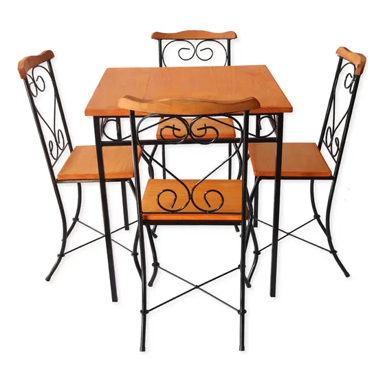 Conjunto Mesa E Cadeiras Reforçadas P/ Restaurante Hotel Bar Cor Marrom