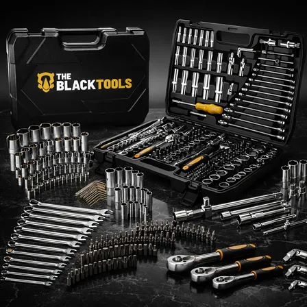 Jogo De Ferramentas 216 Pçs Maleta Completa Uso Profissional Preto/cromado