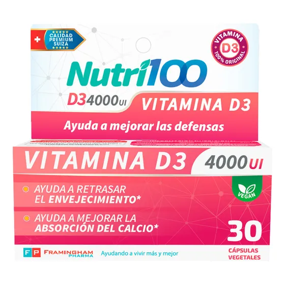 Suplemento Vitaminico Nutri100 D3 4000 Ui 30 Cápsulas