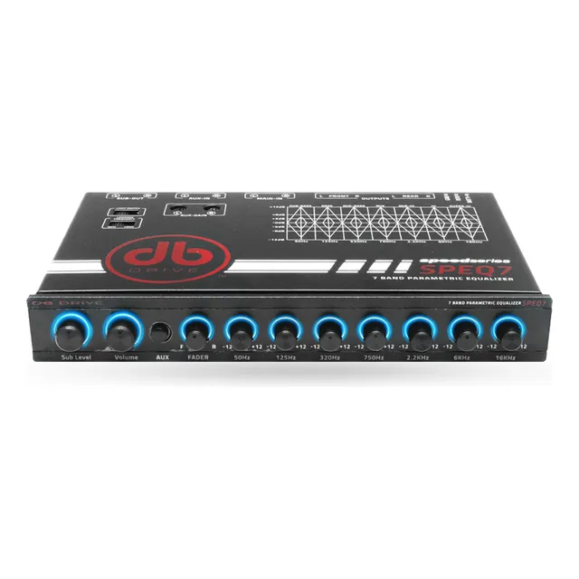 Ecualizador Paramétrico DB Drive SPEQ7 Speed Series 7 Bandas 8 Volts RCA Doble Iluminación Con Control De Volumen Variable