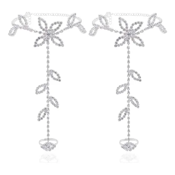 2 Piezas De Cadena Para Pies Para Mujer, Sandalias Descalzas