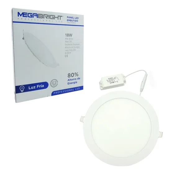 Foco Led Panel 18 Watt, Embutido, Megabright, Luz Fria.