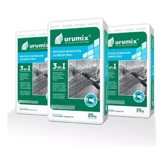Revoque Fino Exterior 3 En 1 Monocapa Urumix - 25kg