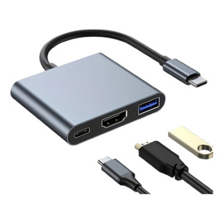 Docking Station Hub 3in1 Tipo C Hdmi 100w Conversor Expansão Docking Station Hub 3in1 Tipo C Hdmi 100w Conversor Expansão