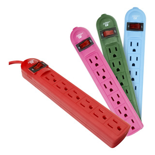 Multicontacto 6 Entradas Aterrizadas Luz 110 Volts Colores Multicontacto 6 Entradas Aterrizadas Luz 110 Volts Colores