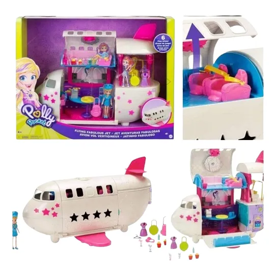 Juguete Avion Polly Pocket Original Jet Mattel Rosa