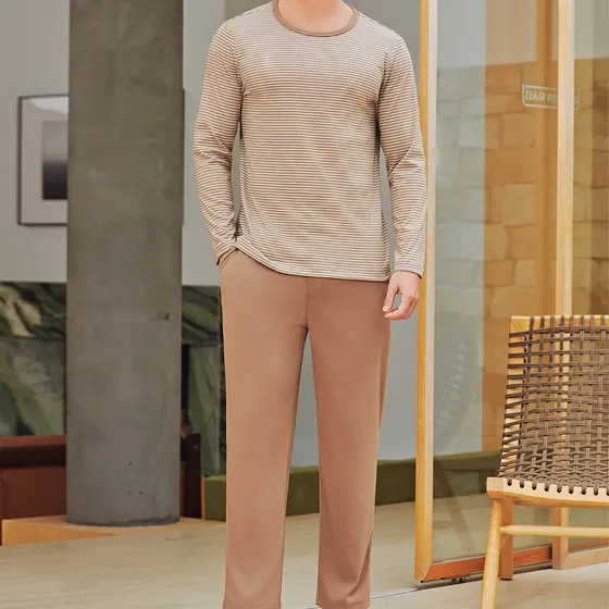 Pijama Conjunto Para Hombre De Manga Larga Rayas Arjen Kroos