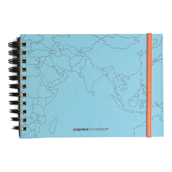 Cuaderno Bitacora De Viaje Con Stickers Y Señalador Color Worldmap Celeste