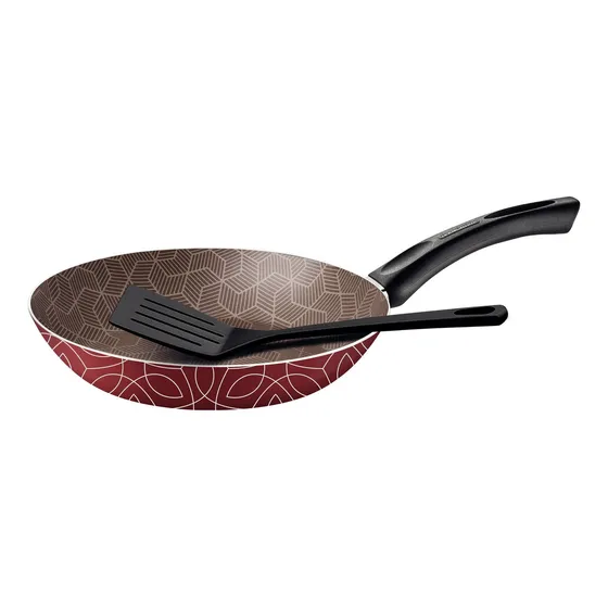 Frigideira Antiaderente Tramontina Paris 24 Cm Espátula Cor Vermelho