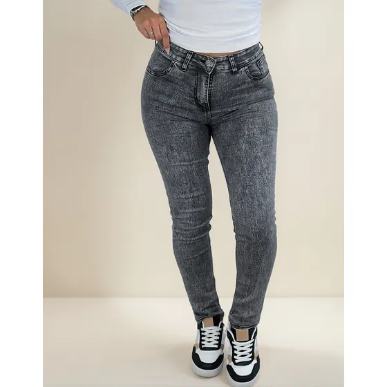 Jean Chupin Gris Nevado Oscuro Licra Dama Lou Jeans