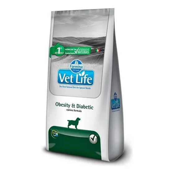 Alimento Vet Life Natural Canine Obesity & Diabetic para cão adulto de raza todos os tamanhos sabor mix de 10.1 kg