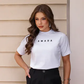 Blusa Feminina Tshirt Camiseta Gola Alta AlgodĂŁo Premium Blusa Feminina Tshirt Camiseta Gola Alta AlgodĂŁo Premium