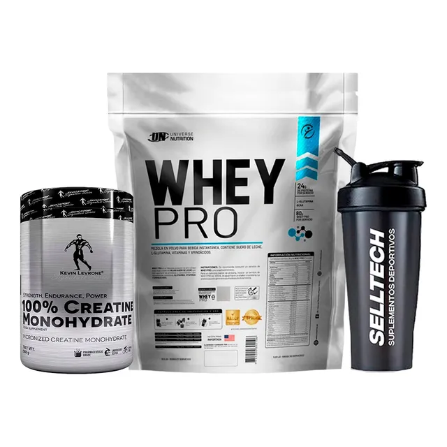Whey Pro 3kg Chocolate+creatina Kevin Levrone 500gr+shaker