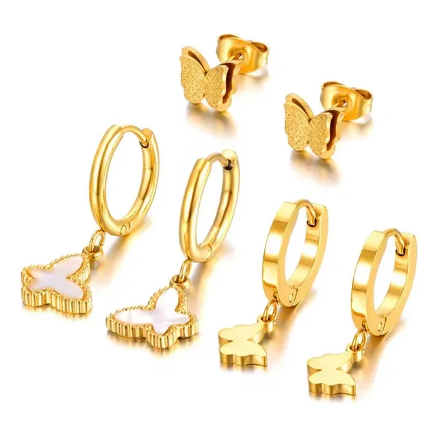 Aretes En Oro Laminado Mano De Fátima Ojo Turco X3 Unidades